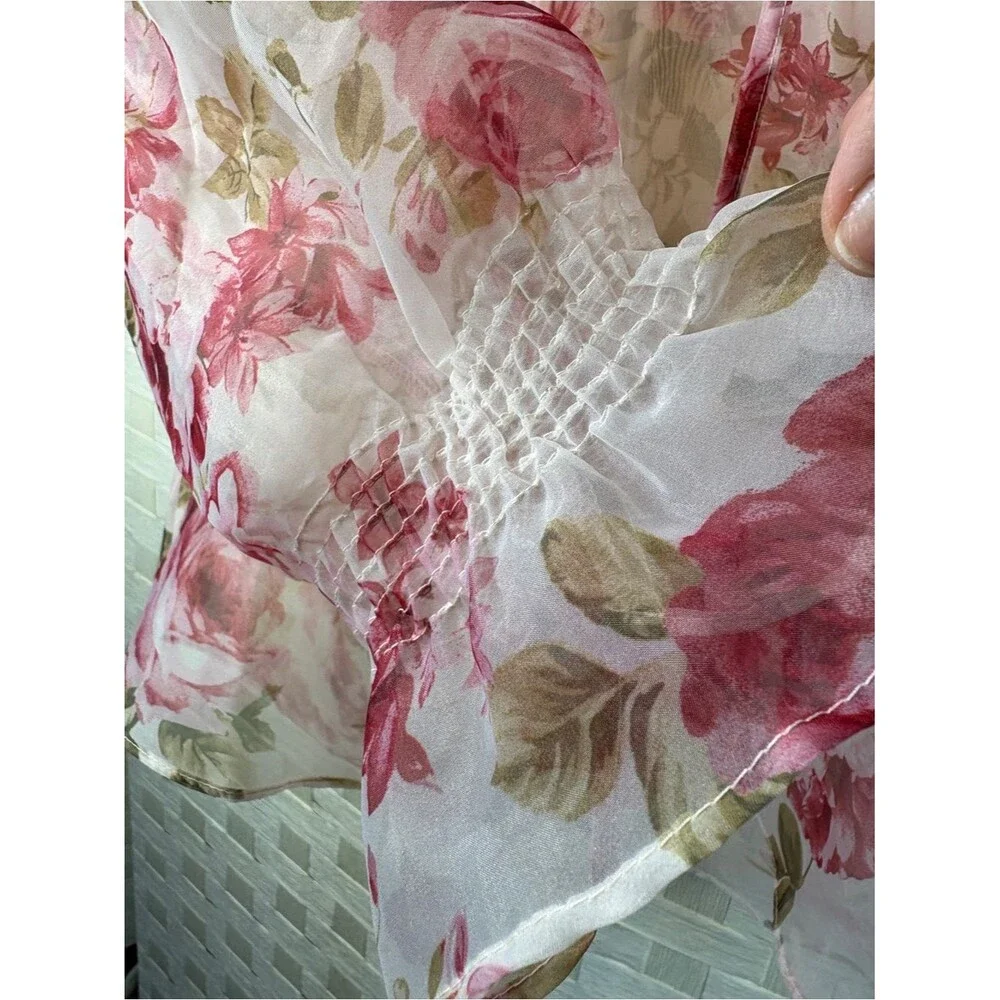 Story on Blouse Long Sheer Puff Sleeves Romantic Feminine Women's S